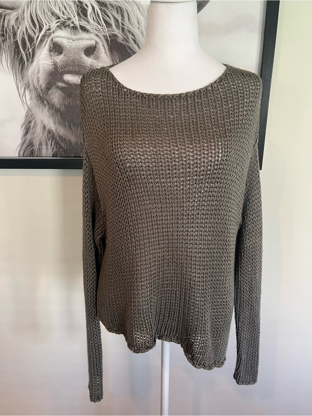 H&M Grey Open-Weave Scoop Neck Sweater